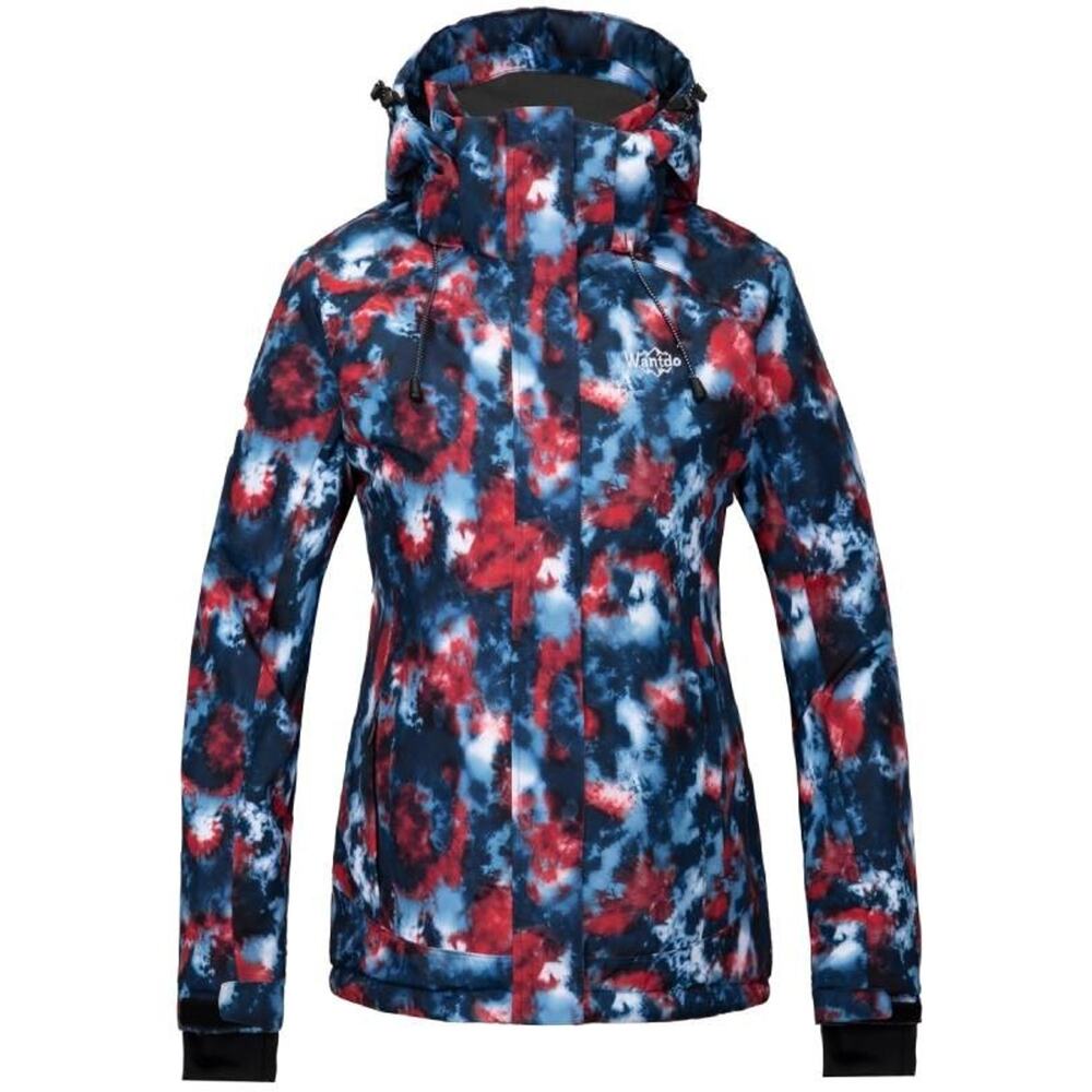 Wantdo Ski Jacket Women Sz XL Red White Blue Tie Dye Parka Fully Taped Seams